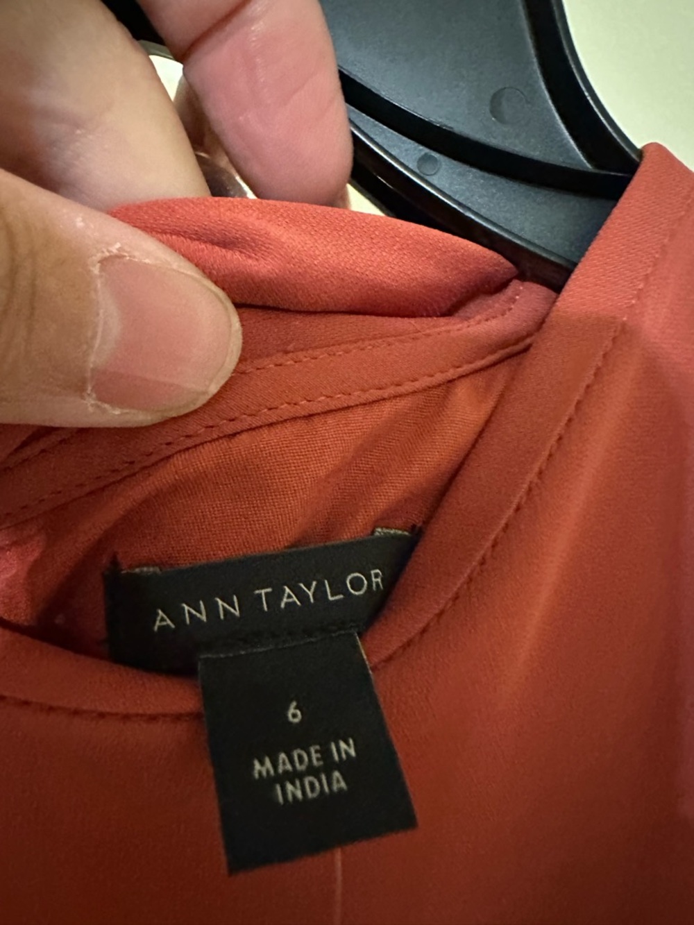 Ann Taylor Rust Red Long-Sleeve Midi Dress with Waist Tie - Picture 4 of 9